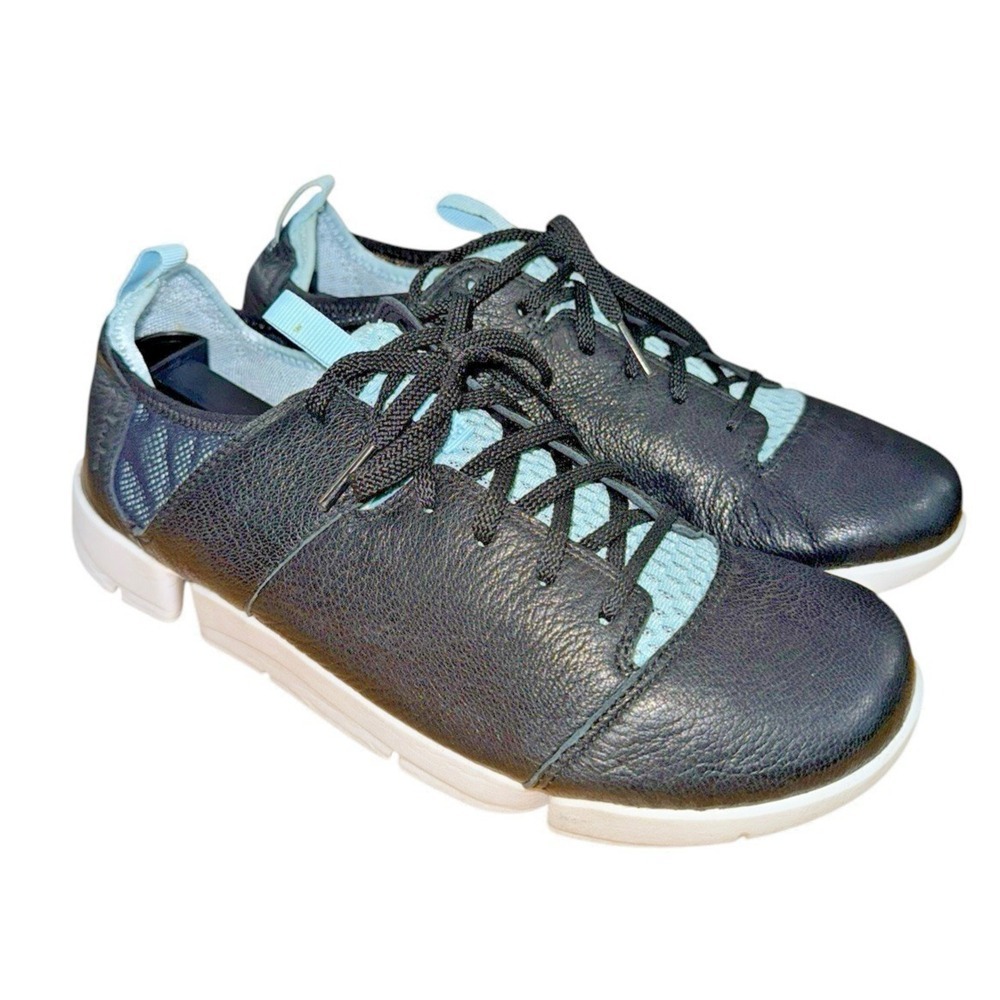 Clarks Trigenic Active Womens 8.5M Pre-Owned Sneakers Black Leather 26117721 - Picture 3 of 13